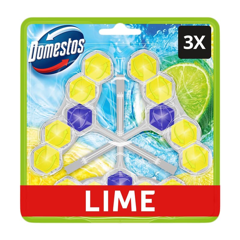 Domestos Power5 Lime illatú WC illatosító blokk, 3x50 g