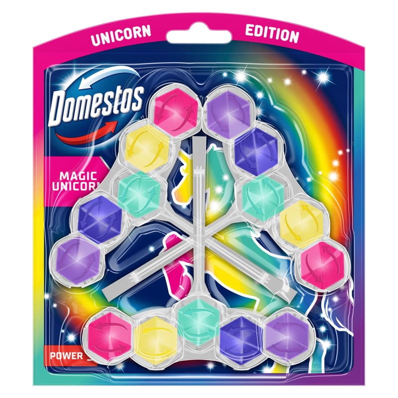 DOMESTOS Power5 WC freshener block, Magic Unicorn, 3x50g
