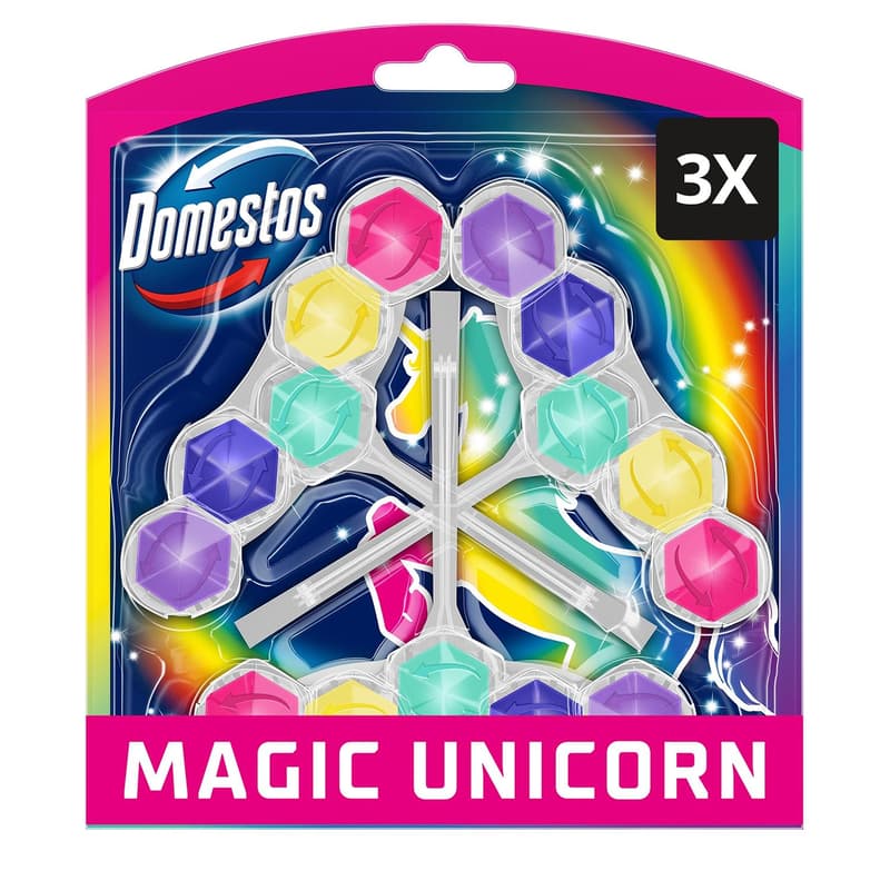 DOMESTOS Power5 WC freshener block, Magic Unicorn, 3x50g