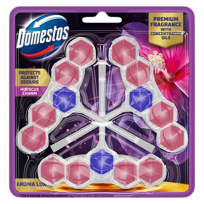 Domestos Aroma Lux Hibiscus WC illatosító blokk, 3x50g