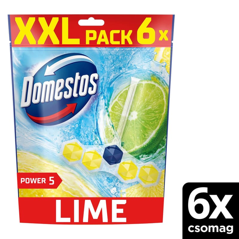 DOMESTOS Power5 Toilet Freshener Block, Lime, 6x50g