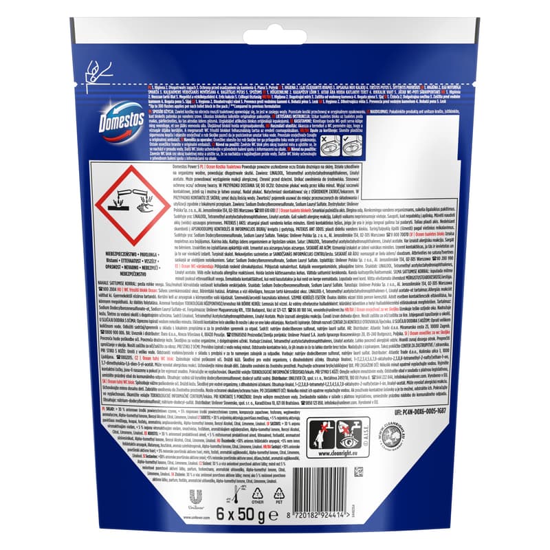 DOMESTOS Power5 WC freshener block, Ocean, 6x50g