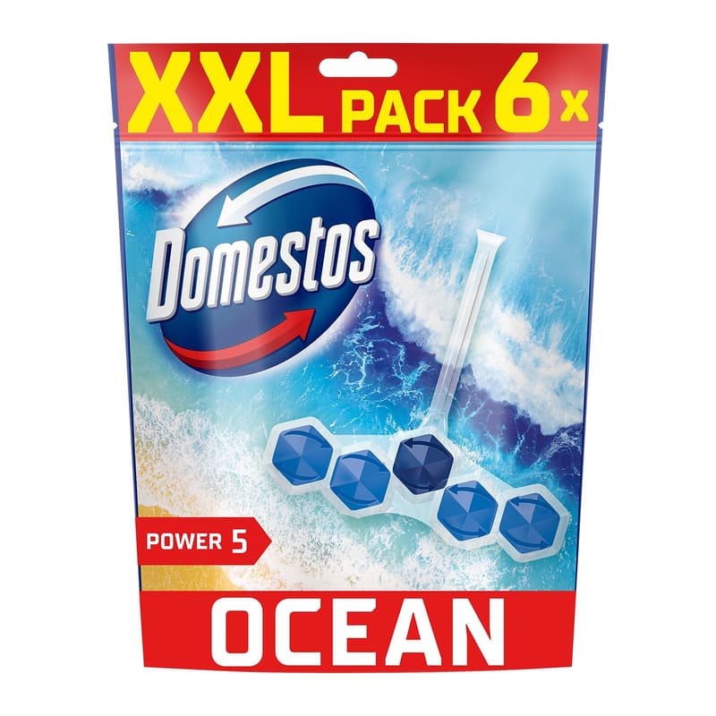 DOMESTOS Power5 WC freshener block, Ocean, 6x50g
