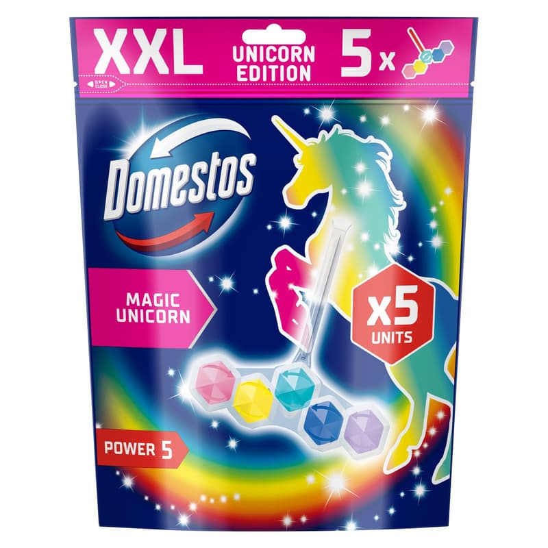 DOMESTOS Power5 WC freshener block, Magic Unicorn, 5x50g