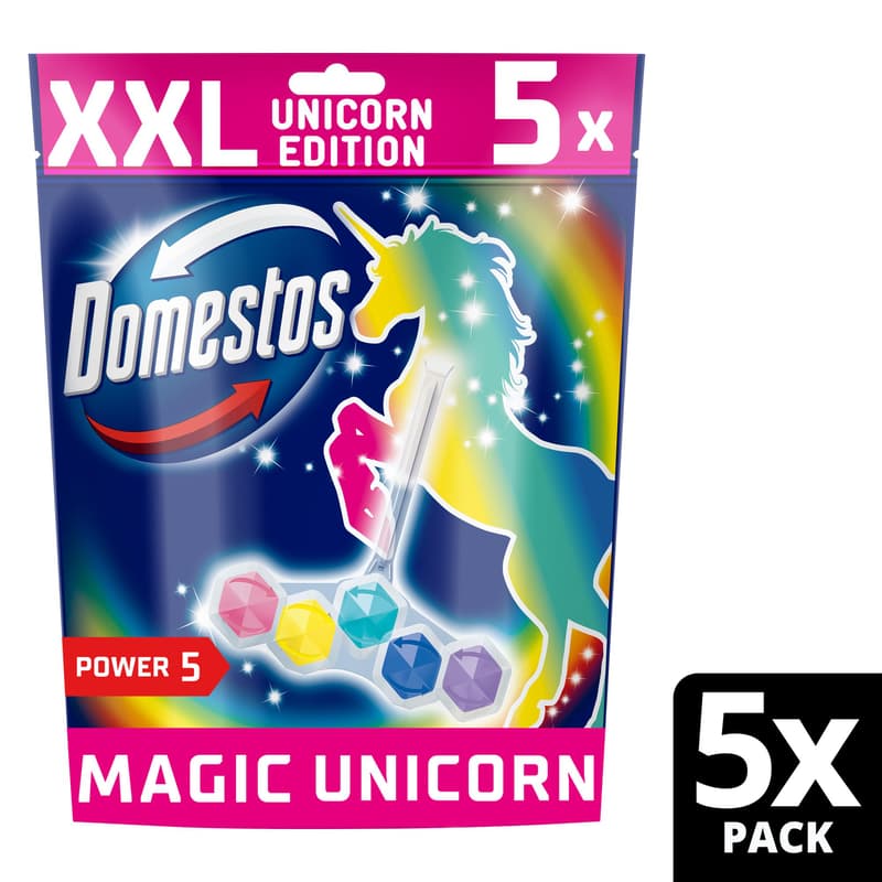 DOMESTOS Power5 WC freshener block, Magic Unicorn, 5x50g