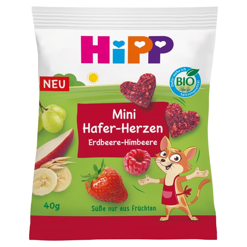 Hipp Bio Mini zabszívek eper-málna 3 éves kortól