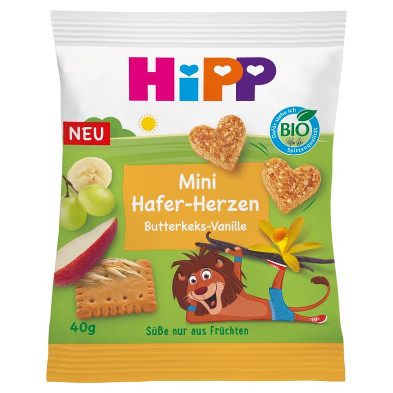 Hipp Bio Mini zabszívek vaníliás vajas keksz 3 éves kortól