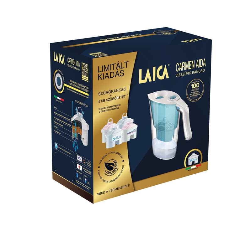 Laica Limited set Laica Carmen Aida blue jug + 2Universal and 2 Magnesium biflux filter cartridges