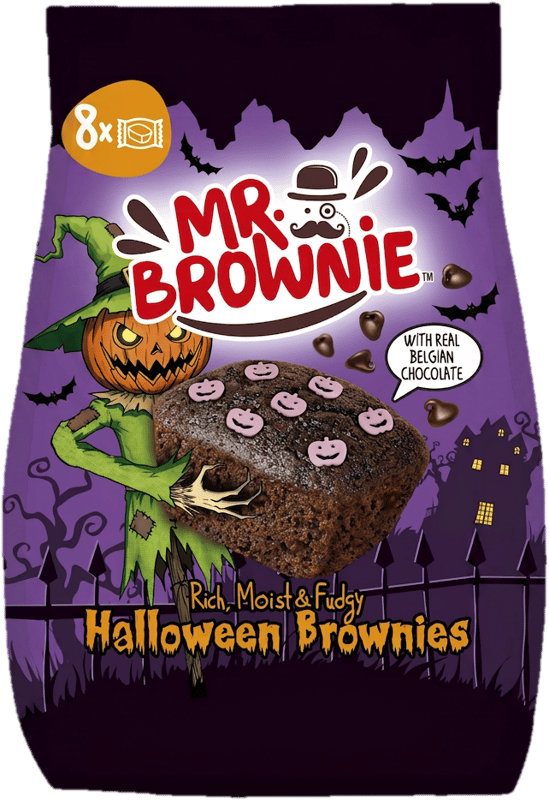 Mr. Brownie Halloween edition brownies with belgian chocolate and sugar decorations