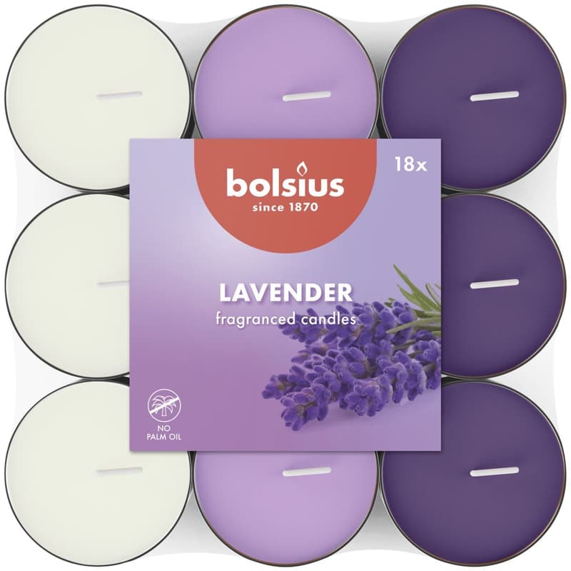 Bolsius Tea 18 pcs Lavender three-color, scented candles