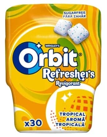 Orbit Refreshers Tropical Bottle - Sugar-Free Chewing Gum - 30 pieces - 67g