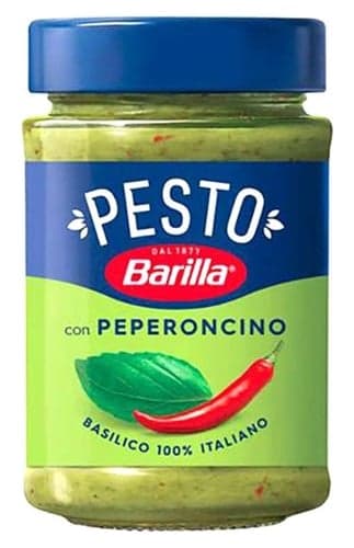 Barilla pesto sauce with basils and chili peppers