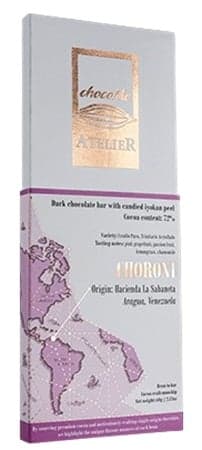 Dark chocolate made of Choroni cocoa beans with candied iyokan peel