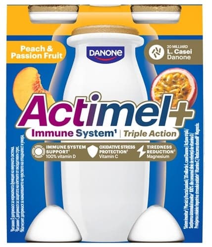 Actimel Triple Action Peach Passionfruit Yoghurt Drink (4x100ml)