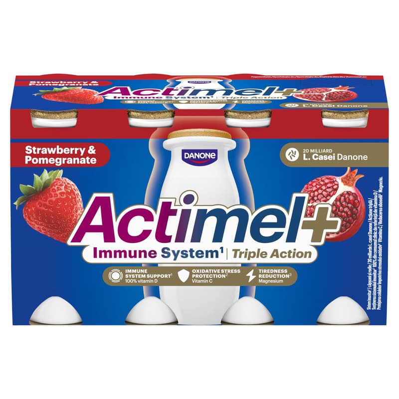 Actimel Triple Action Strawberry Pomegranate Yoghurt Drink (8x100ml)