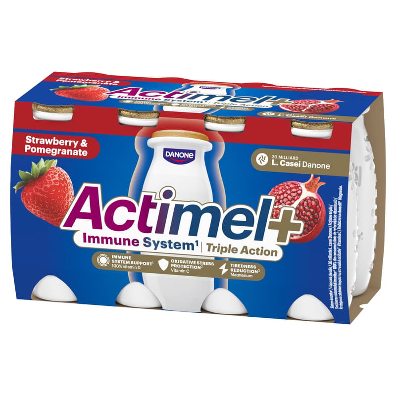 Actimel Triple Action Strawberry Pomegranate Yoghurt Drink (8x100ml)