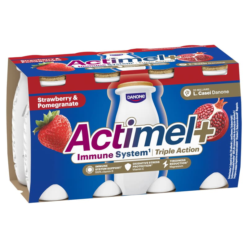 Actimel Triple Action Strawberry Pomegranate Yoghurt Drink (8x100ml)