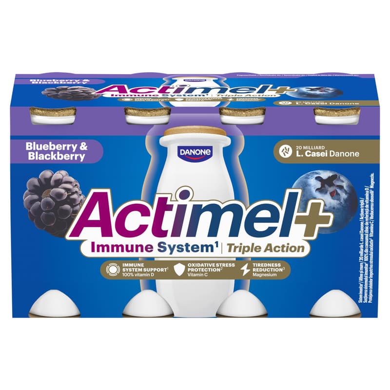Actimel Triple Action Bluberry Blackberry Yoghurt Drink (8x100ml)