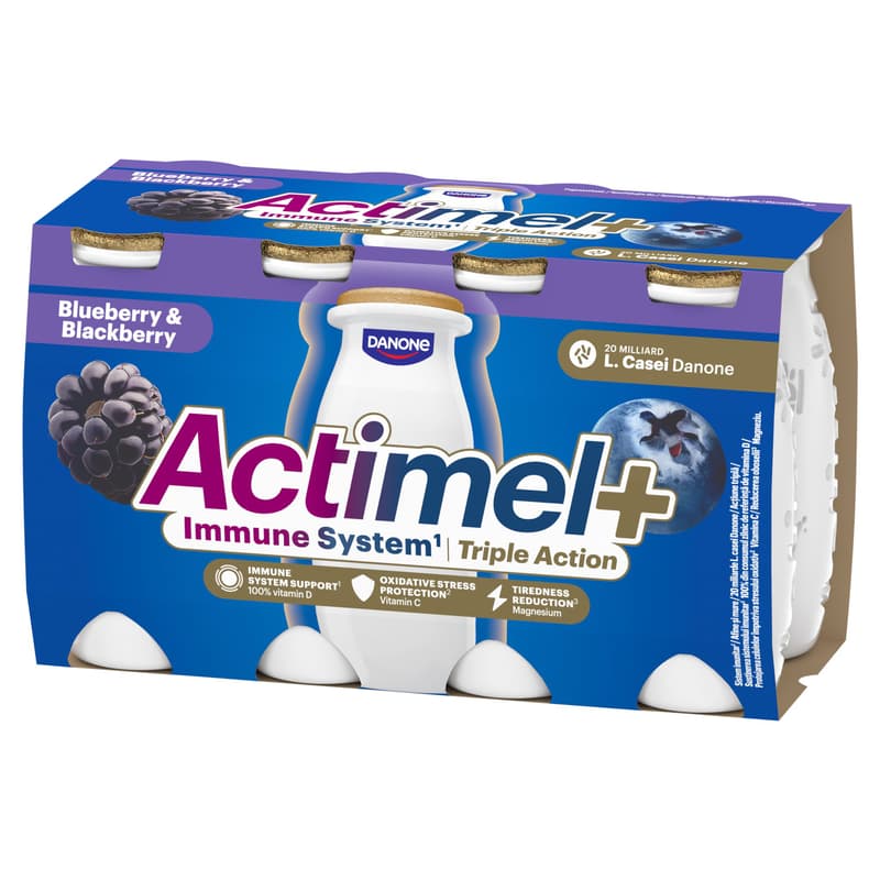 Actimel Triple Action Bluberry Blackberry Yoghurt Drink (8x100ml)