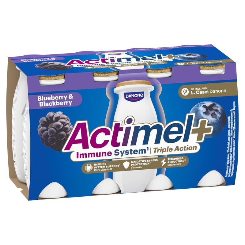 Actimel Triple Action Bluberry Blackberry Yoghurt Drink (8x100ml)