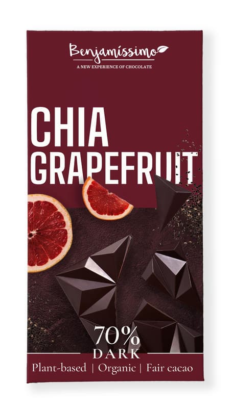 Benjamíssimo BIO Vegán fekete csokoládé chiaval és grapefruittal