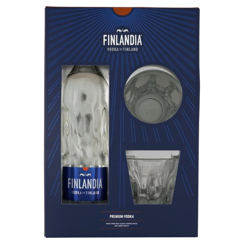 Finlandia vodka 40% 0,7 l díszdobozban ajándék pohárral