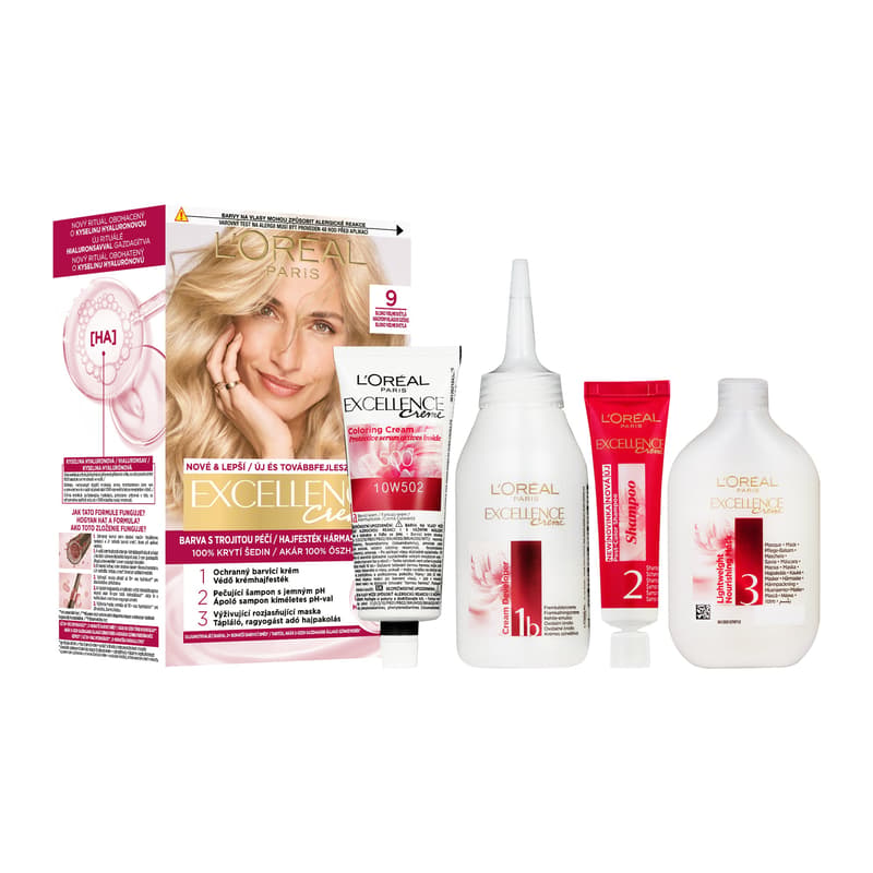 L'Oréal Paris Excellence 9 Very Light Blonde 72ml + 48ml + 12ml + 60ml
