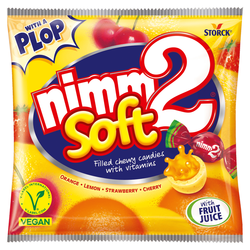 Nimm2 Soft fruity stuffed melting candy with juice and vitamins
