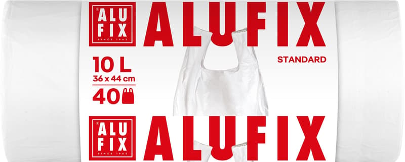 ALUFIX Garbage bags Handle HDPE 36x44cm white 10L/40pcs (24 pcs/carton) NEW