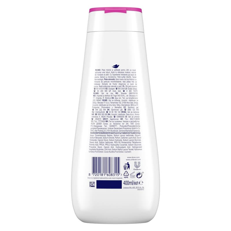 Dove Advanced Care Replenishing női krémtusfürdő, 400 ml
