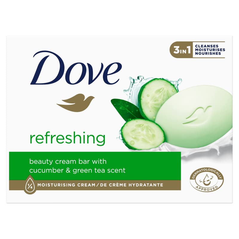 Dove Soap with refreshing cucumber and green tea scent