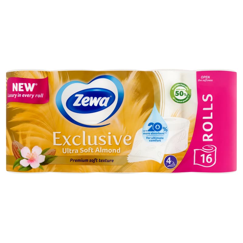 Zewa Exclusive 4ply toilet paper Almond Blossom 16 rolls