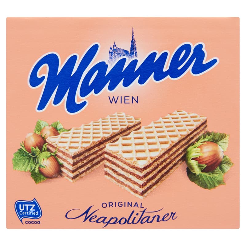 Crispy wafer slices filled with continental peanut cream