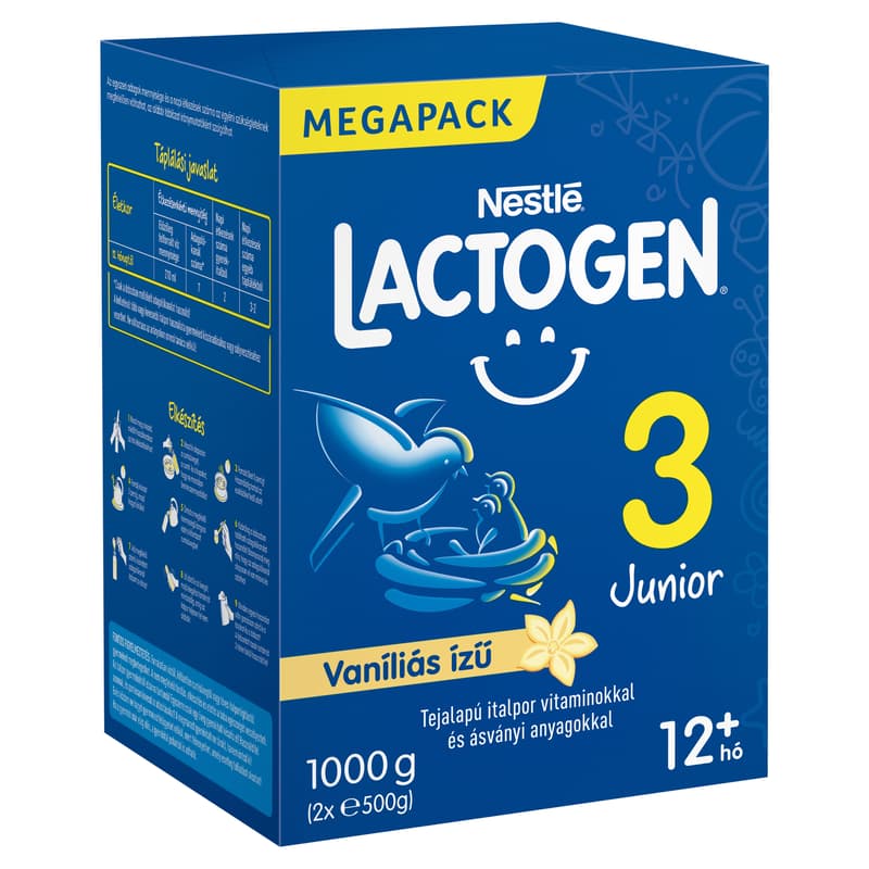 Lactogen 3 Junior Vaníliás ízű Tejalapú italpor vitaminokkal és ásványi anyagokkal 12 hónapos kortól 1000 g