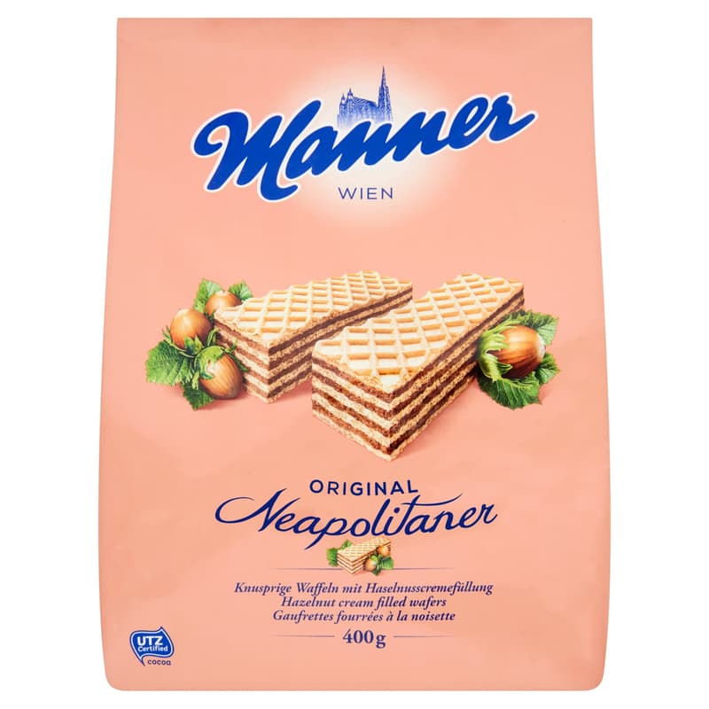 Crispy wafer slices filled with continental peanut cream