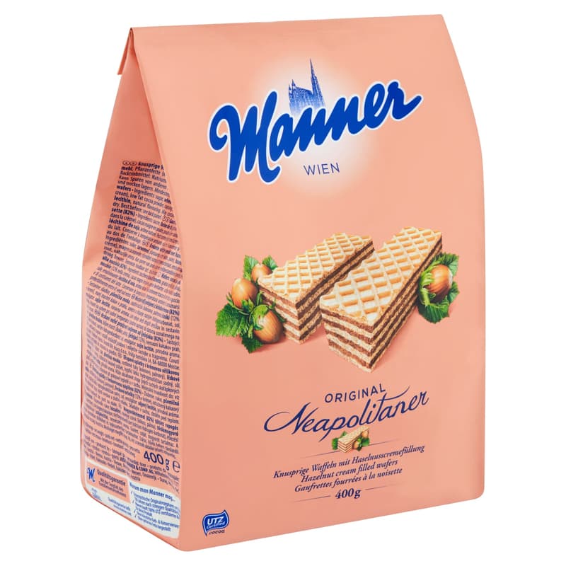 Crispy wafer slices filled with continental peanut cream