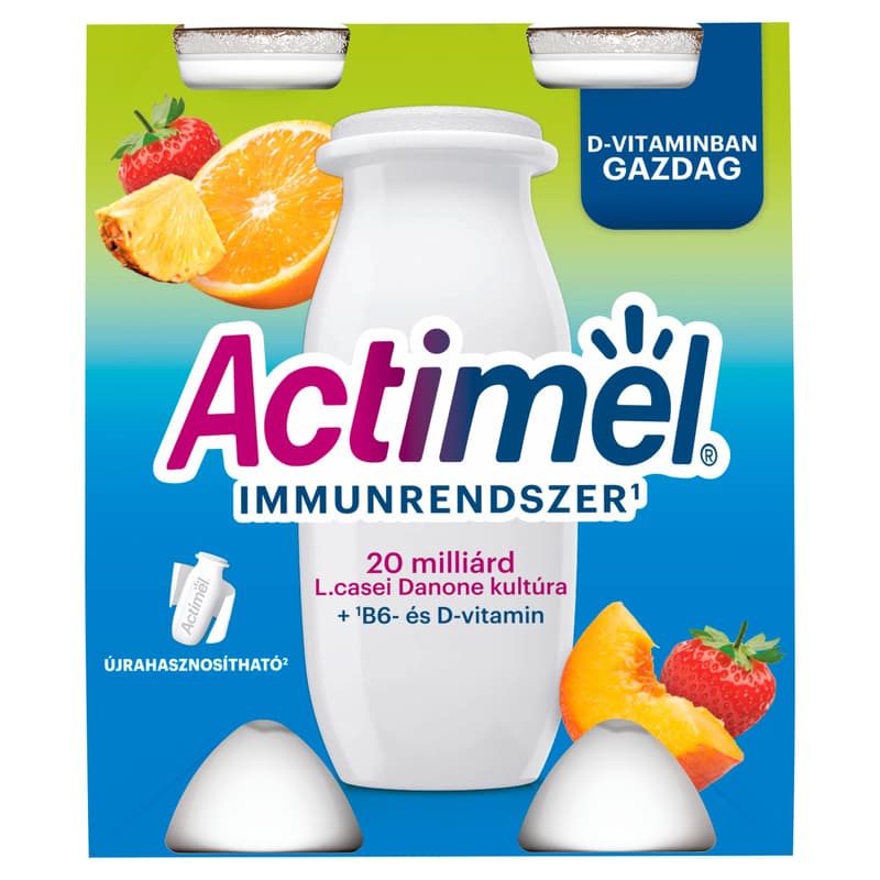 Actimel Low Fat, Live Cultured Mixed Fruit Flavoured Yoghurt Drink (4x100 ml)