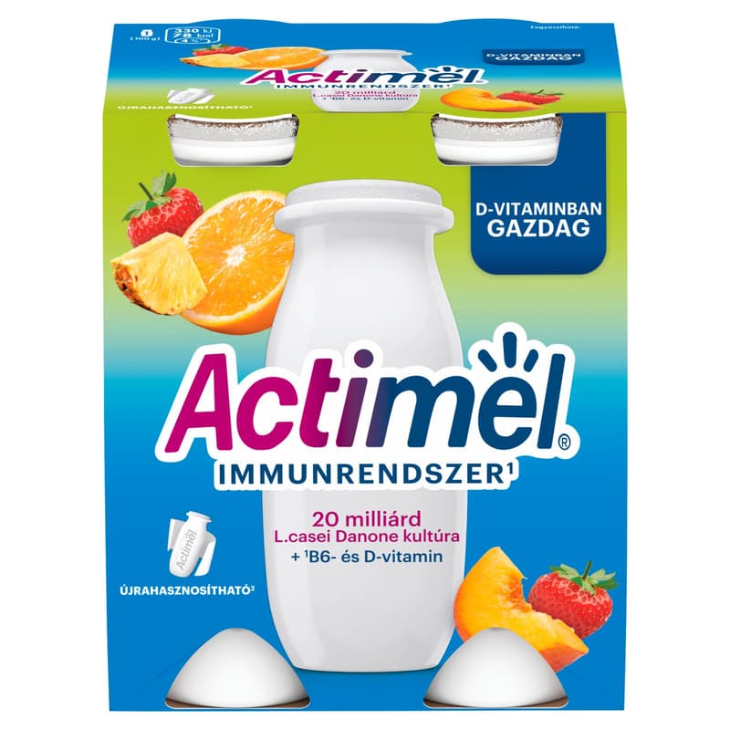 Actimel Low Fat, Live Cultured Mixed Fruit Flavoured Yoghurt Drink (4x100 ml)