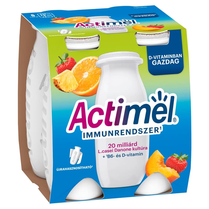 Actimel Low Fat, Live Cultured Mixed Fruit Flavoured Yoghurt Drink (4x100 ml)
