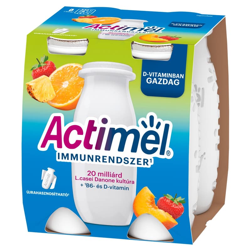 Actimel Low Fat, Live Cultured Mixed Fruit Flavoured Yoghurt Drink (4x100 ml)