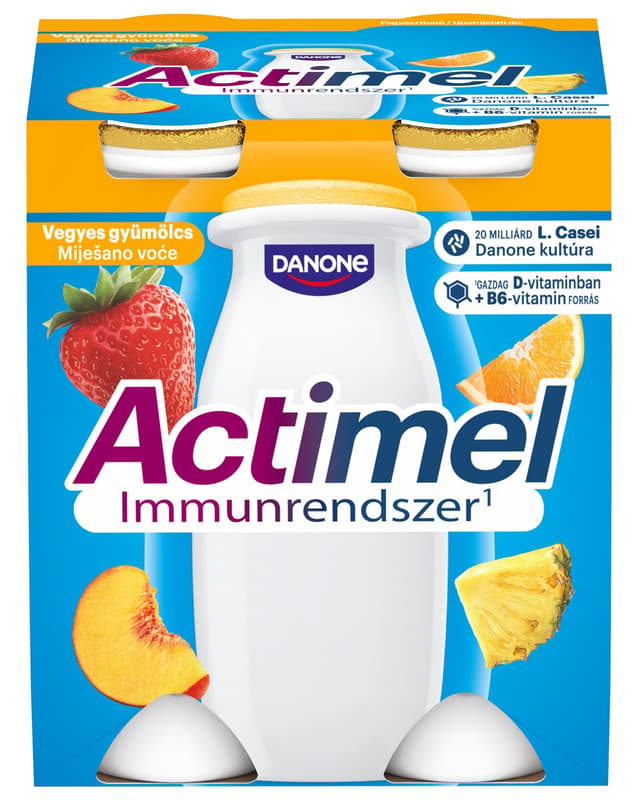 Actimel Low Fat, Live Cultured Mixed Fruit Flavoured Yoghurt Drink (4x100 ml)