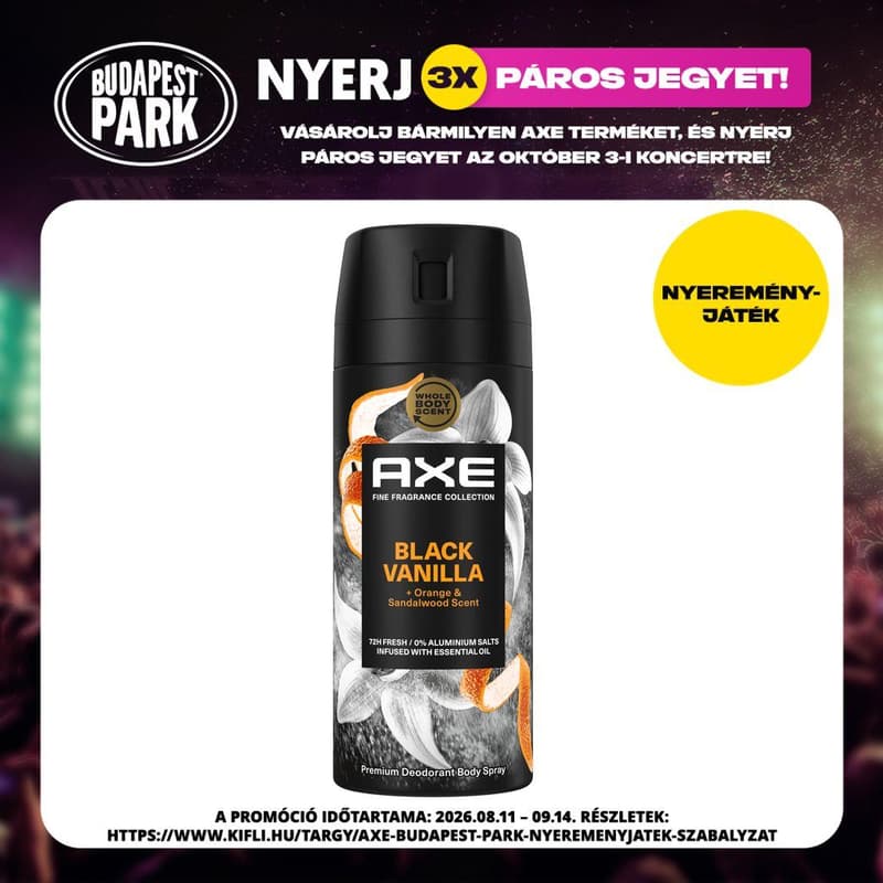 AXE Fine Fragrance Collection Black Vanilla dezodor, 150 ml