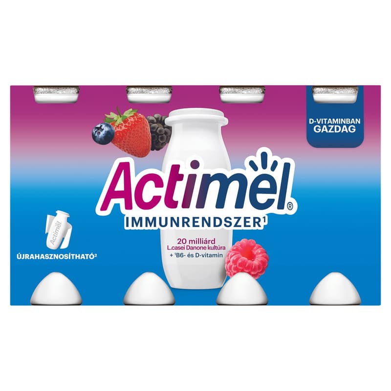 Actimel Low Fat, Live Cultured, Forest Fruit Flavoured Yoghurt Drink (8x100 ml)