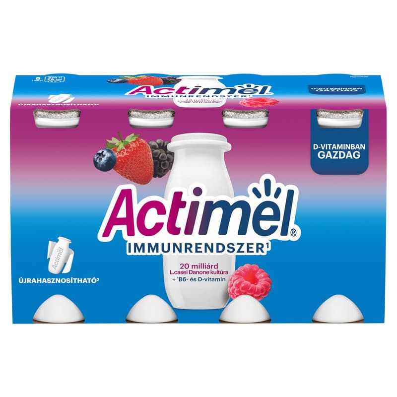 Actimel Low Fat, Live Cultured, Forest Fruit Flavoured Yoghurt Drink (8x100 ml)