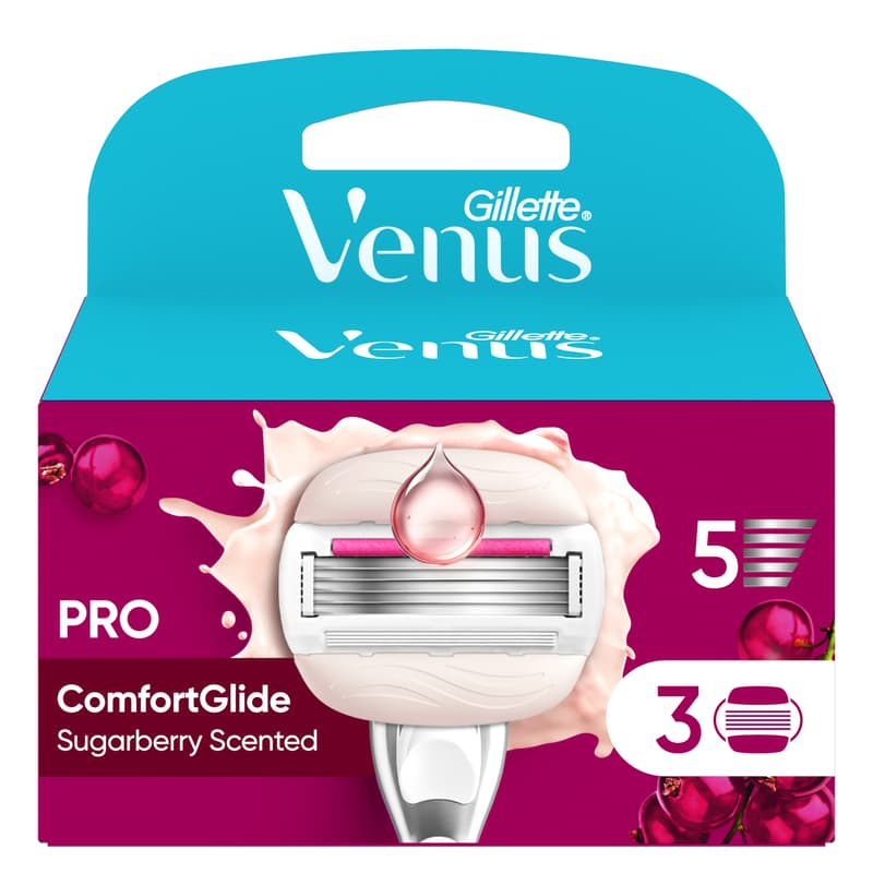 Gillette Venus ComfortGlide Miami Borotvabetét Sugarberry Illattal Női Borotvához, 3 db