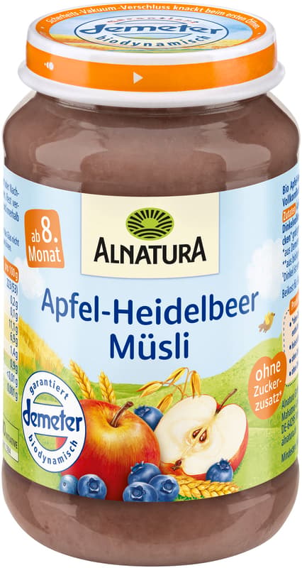 Alnatura BIO Baby Food with Apple-Blueberry Muesli 190g