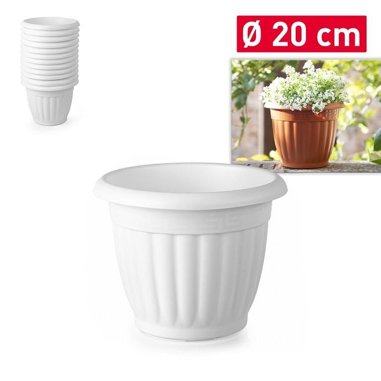 PLASTIC FLOWER POT 20 CM white