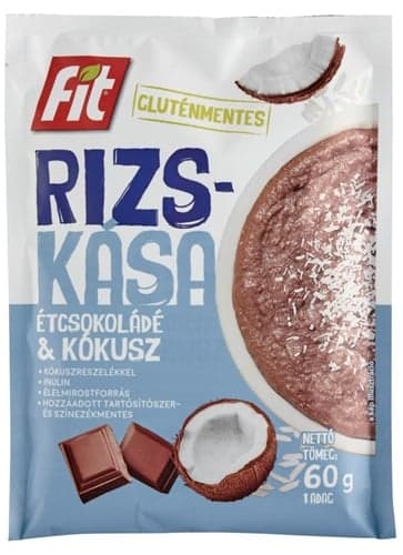 Fit Rice Porridge with Dark Chocolate and Coconut Flavor