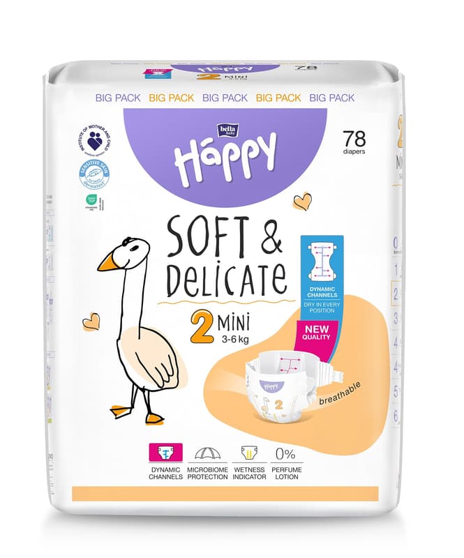Bella Baby Happy Mini eldobható pelenka, méret: 2, (3-6kg)
