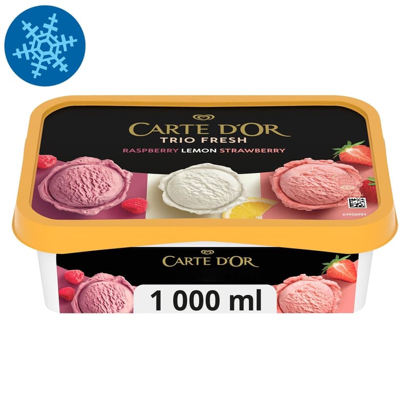 CARTE D'OR Ice Cream Trio Fresh Raspberry-Lemon-Strawberry 1000ml